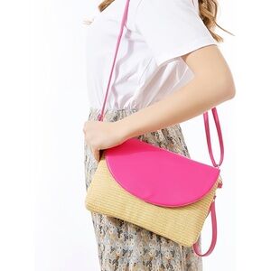 Pink and woven bag/clutch